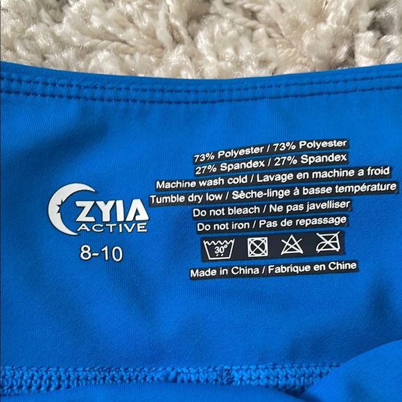 ZYIA Royal Blue Performance Leggings with Wide Waistband - Picture 2 of 6